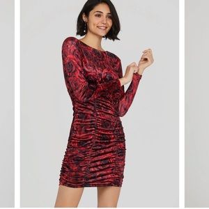 Velvet Ruched Rose 🌹 Print Mini Dress size M